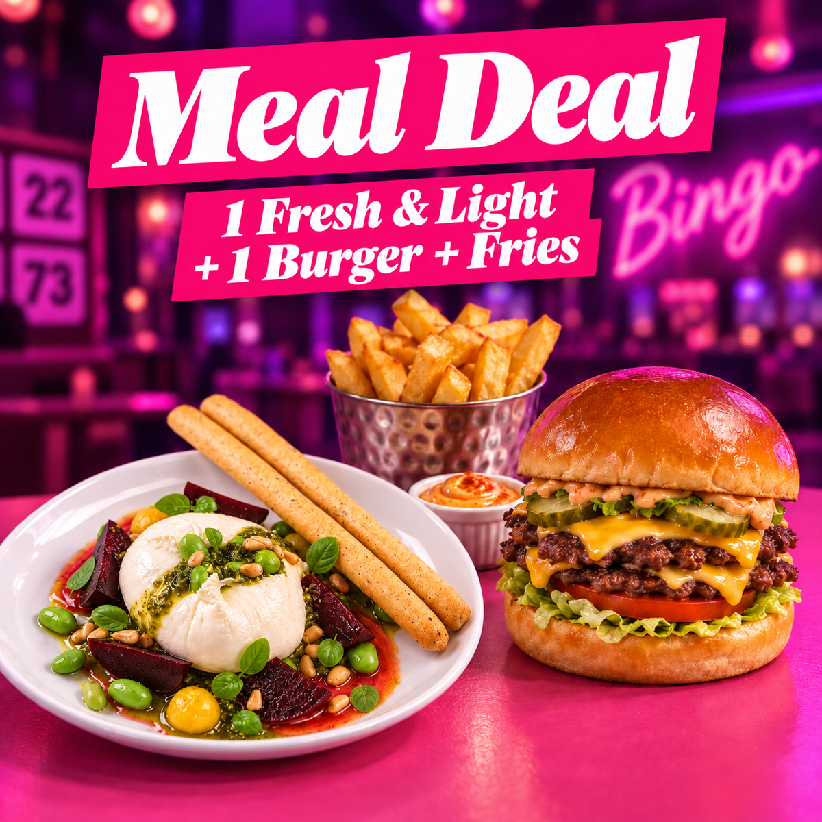Meal Deal – Fresh & Light, Burger & Fries - Dabbers Social